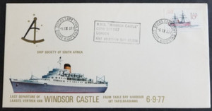 Last Departure of R.M.S."WINDSOR CASTLE" South Africa-1977 cover