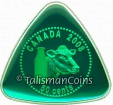 Canada 2008 MILK DELIVERY Dairy Token 50¢ Silver Triangle Enamel Prf in FULL OGP