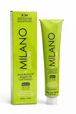 Milano Colore Hair Color Cream 8.34 Light Blonde Gold Copper 3.4 fl oz / 100ml