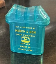 VINTAGE John Deere salt and pepper shaker Mesch & Son Stanton NE 2digit phone no