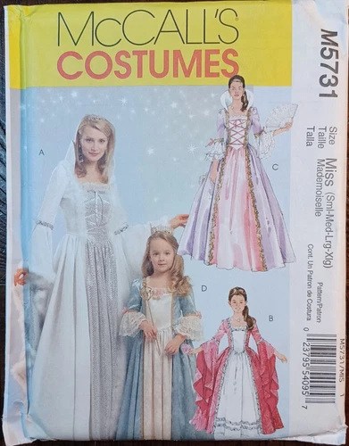 UCFF Sz Sm-XLG Misses & Girls McCalls M5731 Cosplay Princess Dresses Pattern