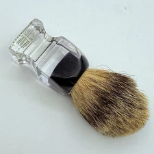 Vintage Sterilized True Badger Opal Shave Brush # B 304 Clear Lucite Square