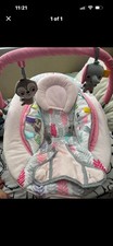 Baby Bouncer with Toy Bar, Washable Cover, Portable, Pink Gray for Infant