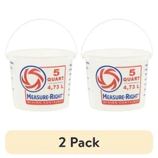 (2 pack) United Solutions 5 Quart Round Measure Right Plastic Mixing Bucket