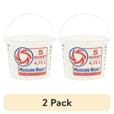 (2 pack) United Solutions 5 Quart Round Measure Right Plastic Mixing Bucket