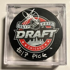 Timothy Liljegren 2017 NHL Draft #17 PICK SIGNED HOCKEY PUCK Maple Leafs Sharks