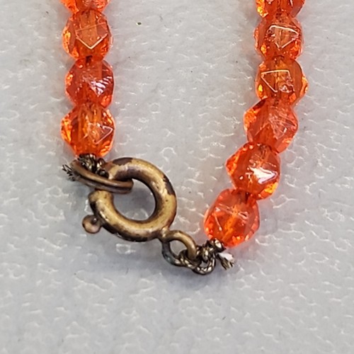 Vintage Glass Beaded Necklace Orange Graduated Faceted 20.5" - Picture 6 of 10