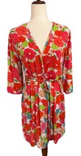 Josie Natori Red Floral Print Robe Women s Size Small