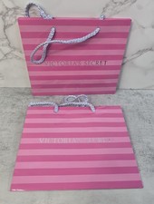 2 Lot Y2K Victoria's Secret Small Stripe Pink Holiday Favor Gift Paper Bags