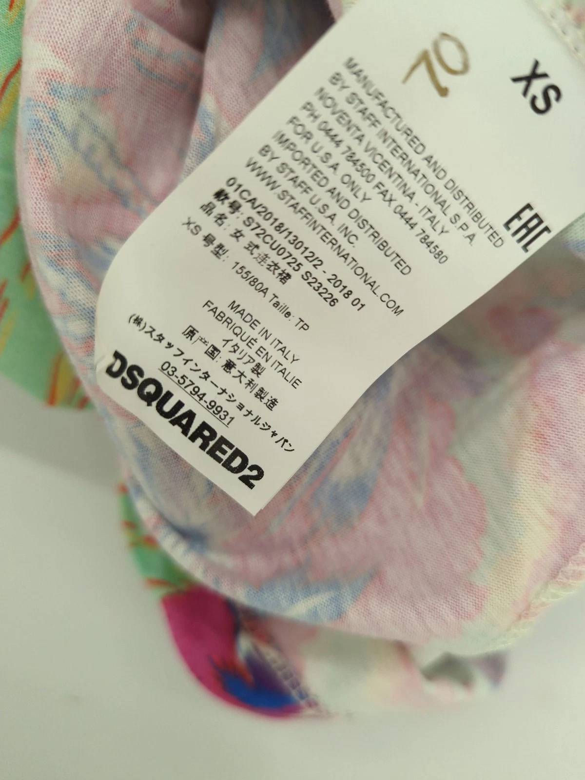 Abito donna midi Dsquared2 XS multi 100% cotone tubino