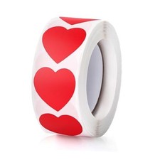 500Pcs Heart Stickers, 1" Valentines Day Love Shape Labels, Self-Adhesive Red