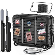 for AirPods Pro 2 Case with Lock and Phone Stand,Black