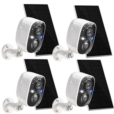 GMK Solar Security Cameras Wireless Outdoor 4 Pack, 2K Battery Powered Camera...