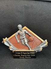 6 1/4 X 4 1/4" Male Basketball Diamond Star Resin Trophy - includes rod