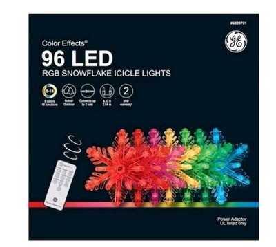 GE Color Effects 8-Count 96 LED RGB 18 Function 8 Snowflake Icicle Lights