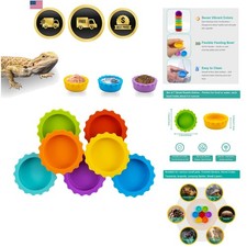 Reptile Food Water Bowls Set Silicone Small Pets Crested Gecko Lizard