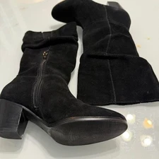 🖤 Crown Vintage Black Suede Mid-Calf Boots – Size 7M