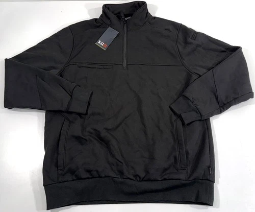 NWT XL 5.11 TACTICAL MENS JOB SHIRT 1/4 ZIP 2.0 72534 BLACK w/ PATCHES REMOVED - product listing photo