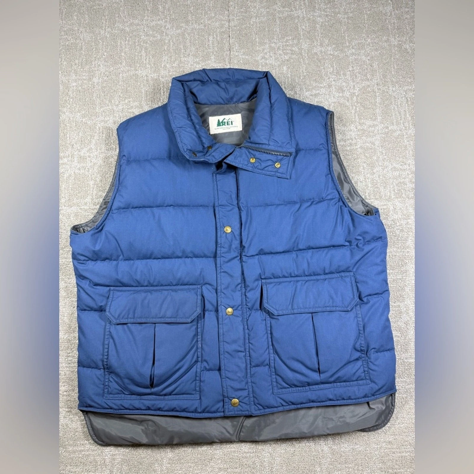 Rei Vintage Goose Down Utility Vest Blue Button Down Y2K Outdoors Men Read Below