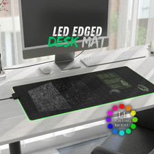 LED edged Desk Mat - Borg cube blueprint I Star Trek mousepad, Trekkie fan