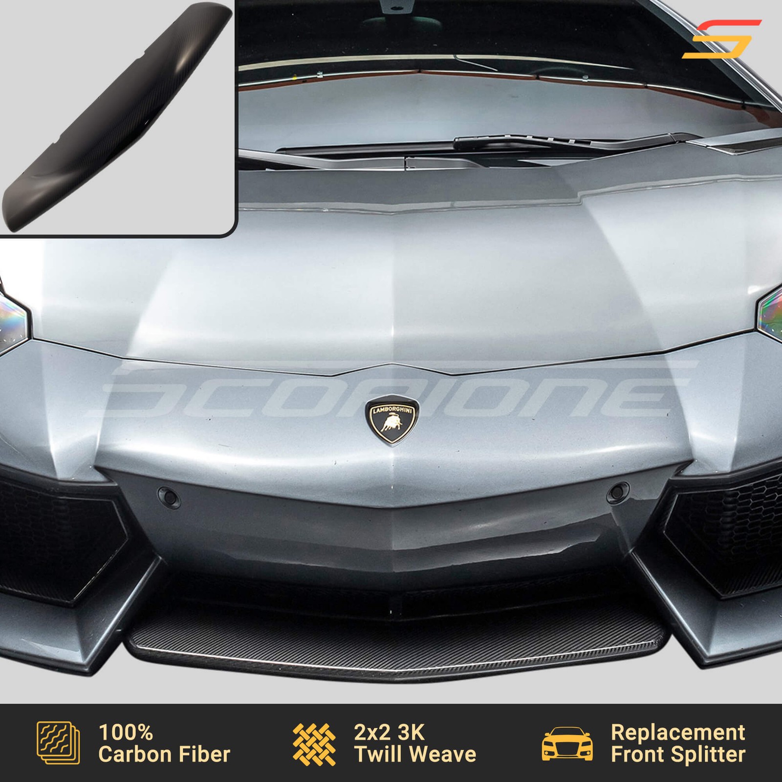Scopione Carbon Front Bumper Splitter for Lamborghini 12-17 Aventador LP700-4