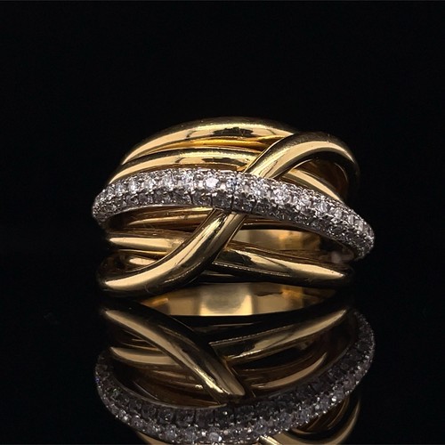 Roberto Coin Diamond Crossover Band 18K Gold