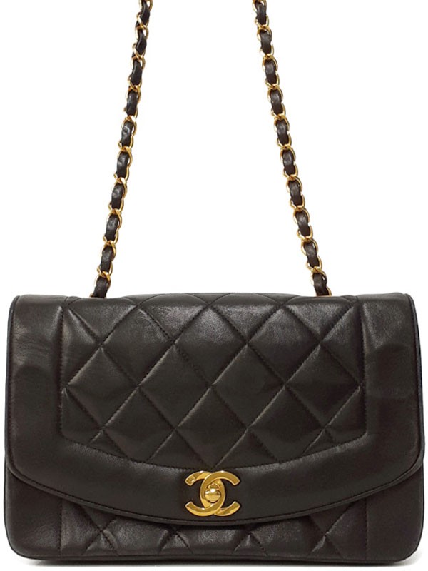 Chanel Diana Matelasse Chain Shoulder Bag in Black A01164 T146
