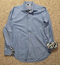 Men s Robert Graham Multicolor Flip Cuff Preppy Geometric Striped Shirt. Size XL