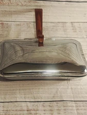 Irvinware Silent Butler Crumb Catcher Mid-Century Cherry Wood Handles Vintage