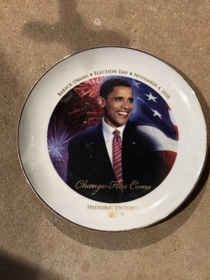 Collectors Plate BARACK OBAMA Election Day President America Historic Society 8''