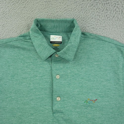 #ad Greg Norman Polo Shirt Mens Medium Green PlayDry Golf Performance Shark Logo $25.99