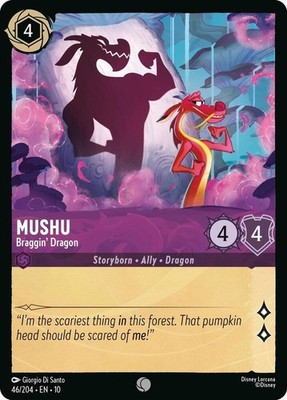 Disney Lorcana Whispers in the Well Common COLD FOIL 46 Mushu, Braggin' Dragon