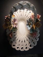 Vtg Capodimonte Porcelain Italian Floral Basket With Realistic Flowers
