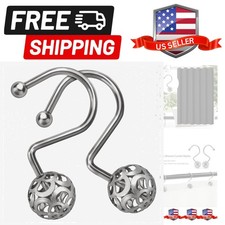 Shower Curtain Hooks Rings, Matte Nickel Metal Shower Hooks for Shower Curtai...