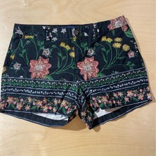 Old Navy Black Floral High Waist Women's Shorts 6 OB