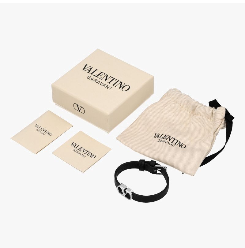 Valentino Garavani V Logo Leather Bracelet 151765791 thumbnail 6