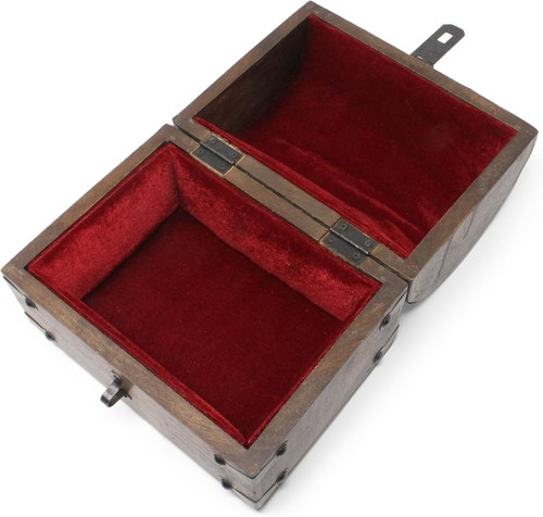 Nautical Cove Scrigno del tesoro in legno con serratura in ferro antico e chiave a scheletro (media 12,5 x 6 x 5,5) - Contenitore e decorazione - Scrigno dei pirati, scrigno decorativo con coperchio