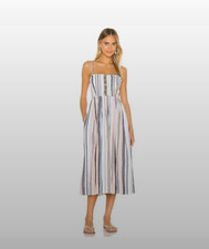 FREE People Bandeau Midi Dress 100% Cotton Pastel Spring Women's Size M pockets