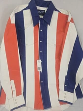 RARE NWT VINTAGE WRANGLER BRUSHPOPPER RED WHITE AND BLUE SIZE Xxl