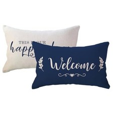 2Pack Welcome to Our Happy Place Decorative 20" x 12" Pack of 2 Blue