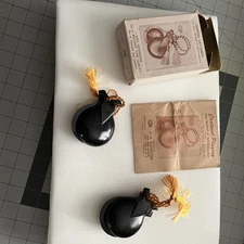Pair Vintage Elton Black composition Spanish Castanets With Box