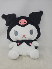 Sanrio Kuromi Plush Backpack Black/White/Pink Zipper Adjustable Straps EUC