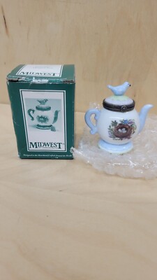 Ceramic Bird Teapot Trinket Box By Cynthia Madrid PHB NEW