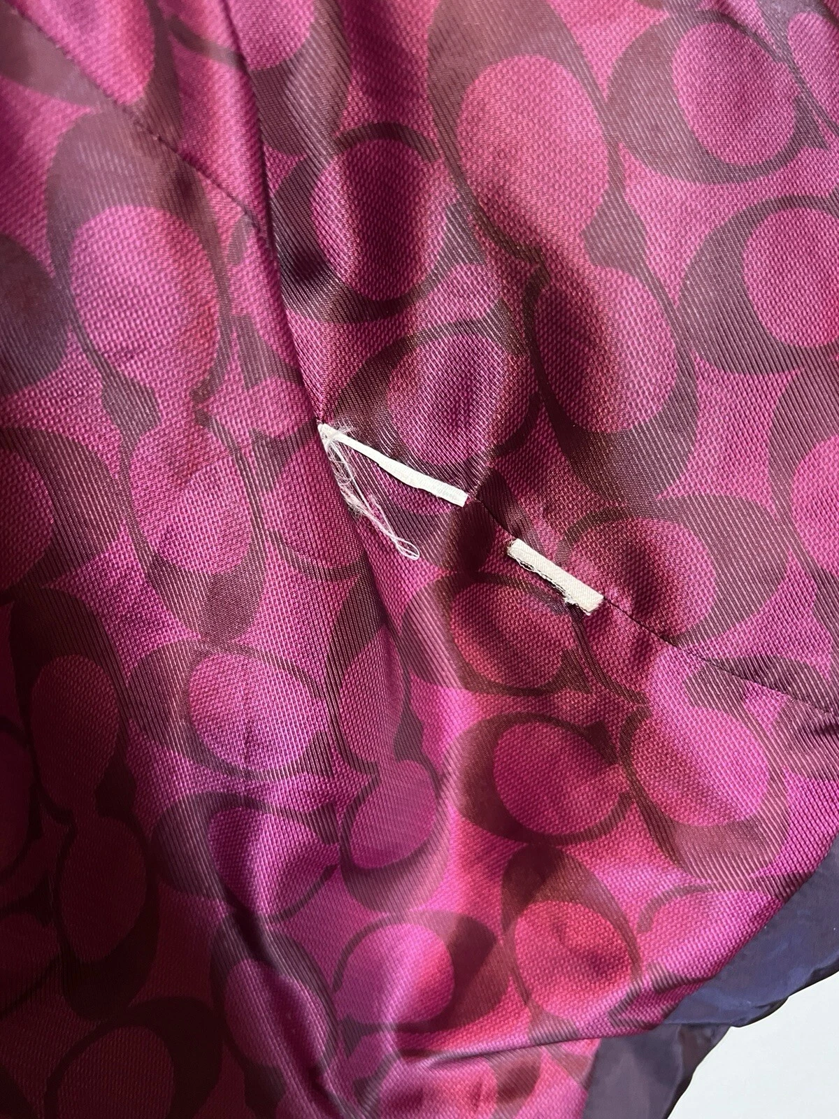 Coach donna trapuntato puffer coat giacca viola cintura piumino parka taglia media