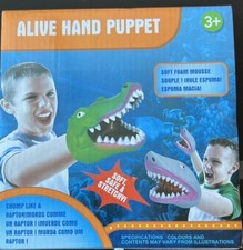 Soft Silicone Alligator Crocodile Rubber Hand Puppet Light Green 