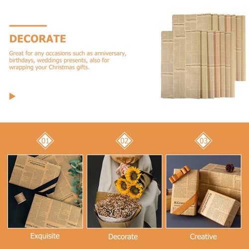 20 Sheets English Newspaper Package for Flower Bouquet officiel Wrapping Bride