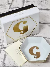 Rosanna Character Porcelain Trinket Tray Dish, Hexagonal Letter G, Gift Box