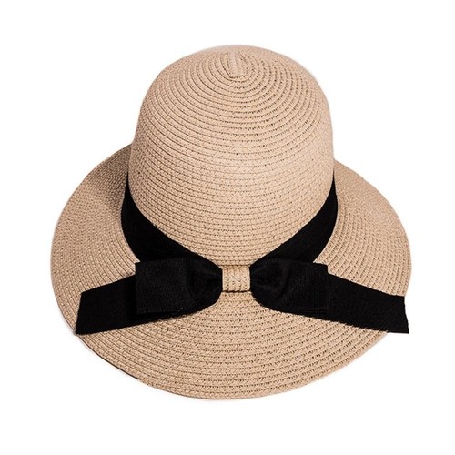 Straw Cloche Hat M 57cm Ribbon Bow 