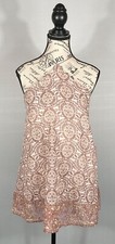 Free People Dress Womens Small Beige Brown Floral Halter Spaghetti Straps Lined