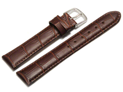 Bracelet Montre Cuir Grain Crocodile Sable - Plusieurs Largeurs (8mm à 22mm) - Longueur Standard M - Neuf Avec étiquettes